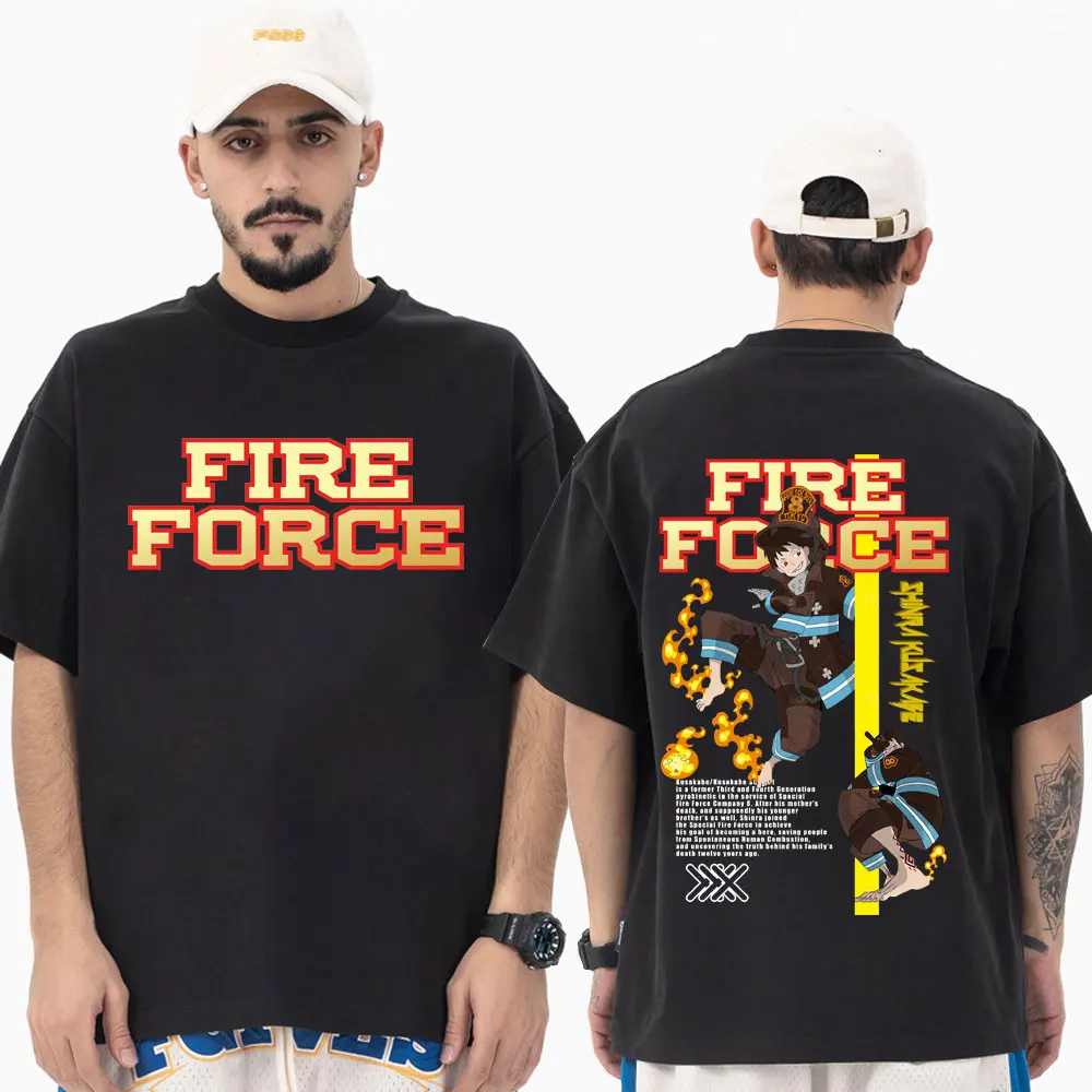 

Shinra Fire Force Tshirts Firefighter Hero Anime Graphic Short Sleeve Tee Shirts Summer Casual Pure Cotton Oversized Men T-shirt