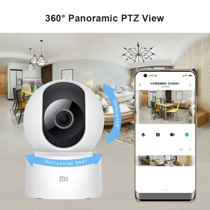 Оригинальная мини-камера Xiaomi 360 ° PTZ IP SE 1080P HD Wi-Fi инфракрасное ночное видение ИИ