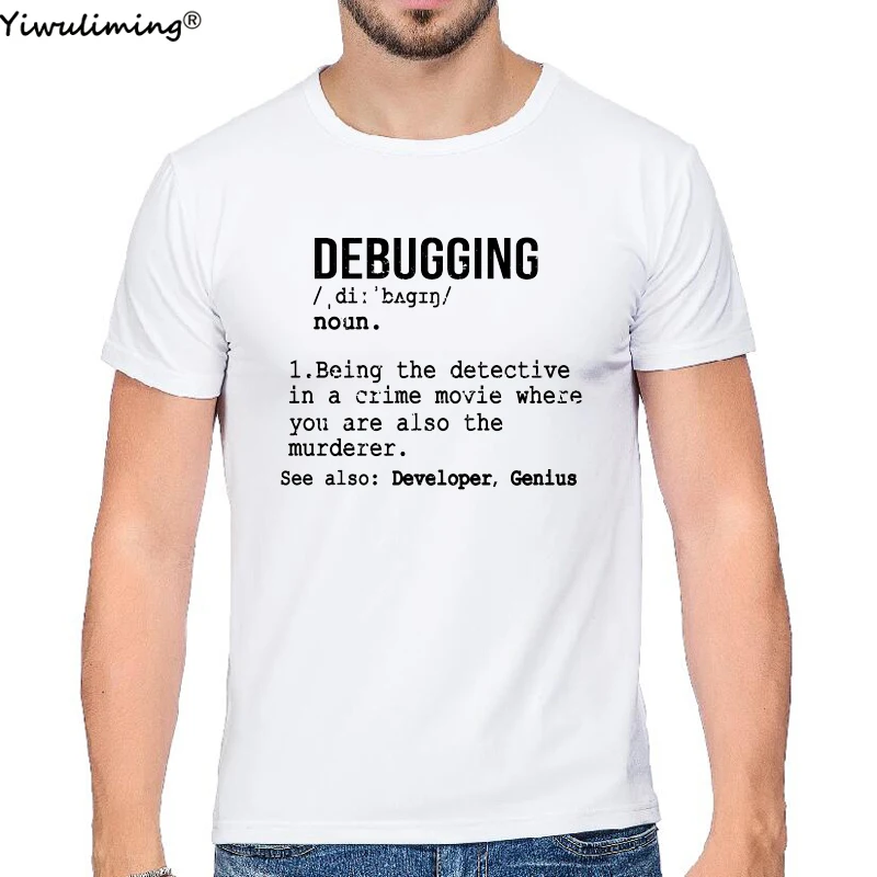 Men T-Shirt Engineering Engineer Tee Shirt Classic Debugging Definition Programmer Coding T Shirts Round Neck