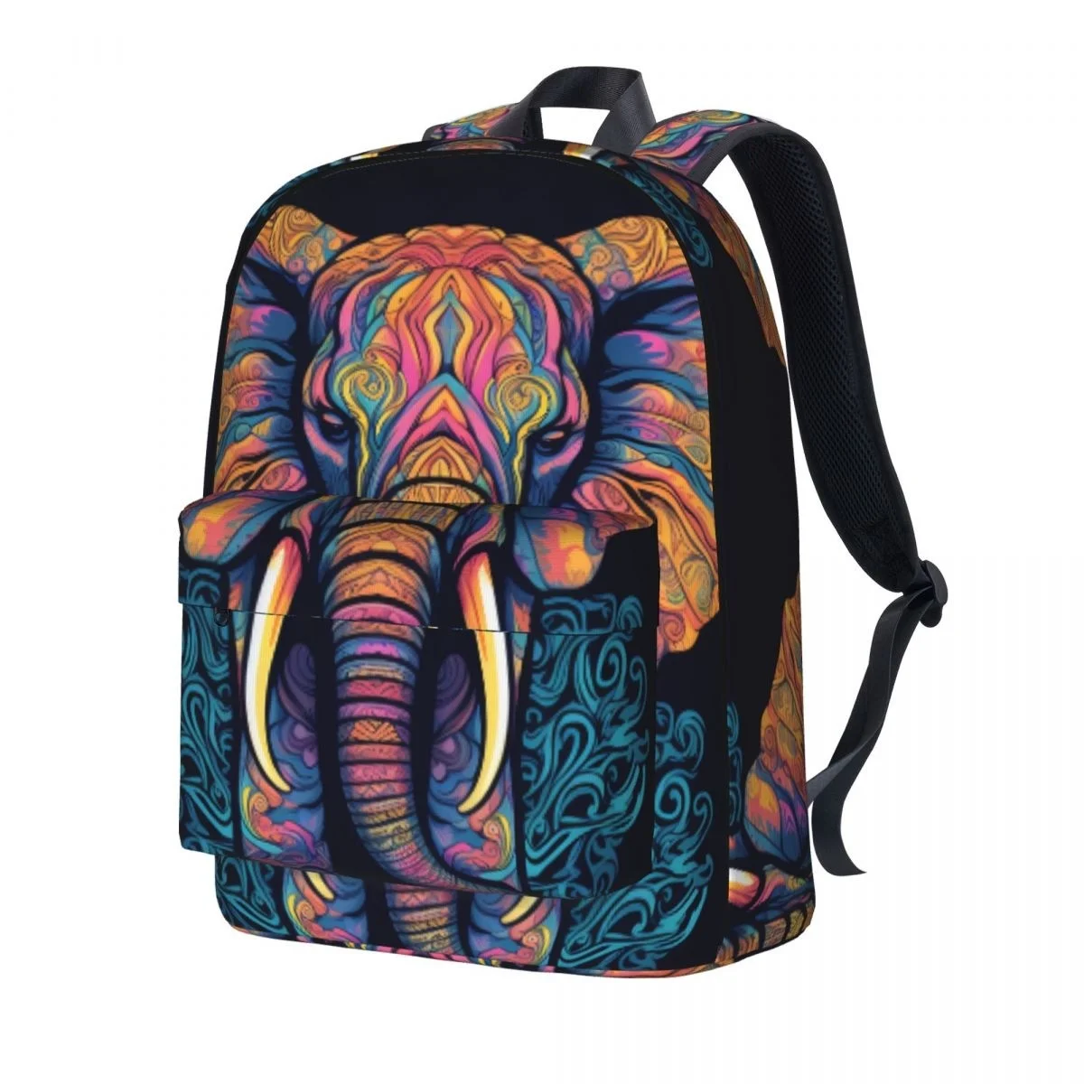 

Elephant Backpack Student Unisex Vintage Big Backpacks Polyester Cool High School Bags Hiking Colorful Rucksack