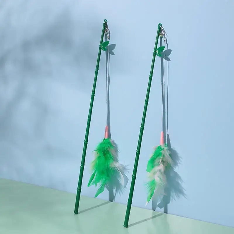 

Cat Wand Toy Interactive Cat Faux Feather Bell Ribbon Kitten Teaser Tassel Pet Playing Toy Cat Stick Toy Rod Chaser Toy Supply
