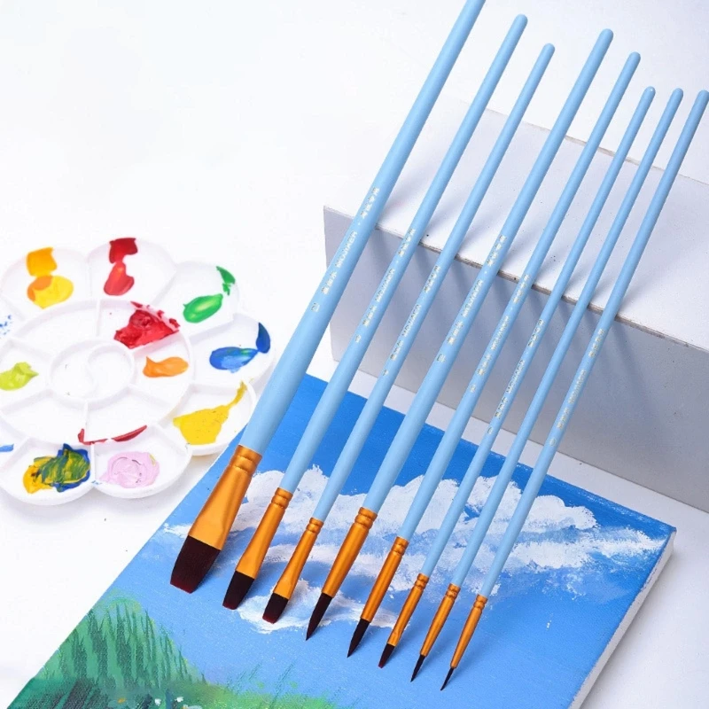 

8Pcs Portable Paintbrush Artists Paint Brush Easter Supply for Easter Egg Coloring Acrylic Watercolor Gouache Painting H8WD