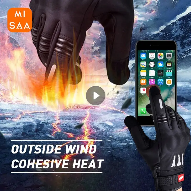 

Keep Warm Breathable Warm Waterproof Touch Screen Compatible Comfortable Full Finger Motorcycle Gloves Waterproof Touch Screen