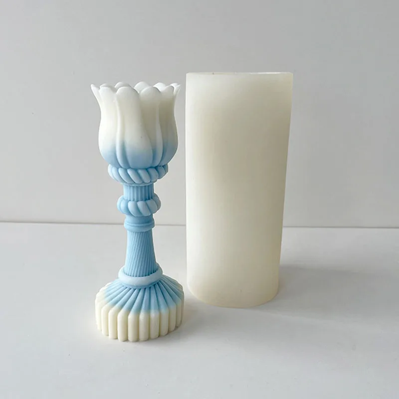 

Tulip Lotus Lamp Candle Silicone Mold Geometric Flower Pillar Gypsum Candle Resin Soap Mould Chocolate Making Craft Decor Gifts
