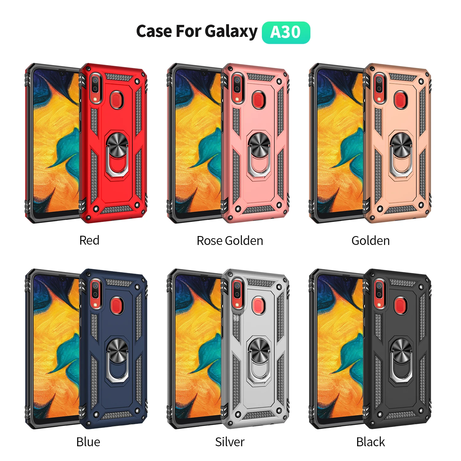 

Ring Kickstand Designed for Samsung Galaxy A20 Phone Case,Rugged Cover Magnetic Mount Cover for Galaxy A20 A30 M10S Wide 4