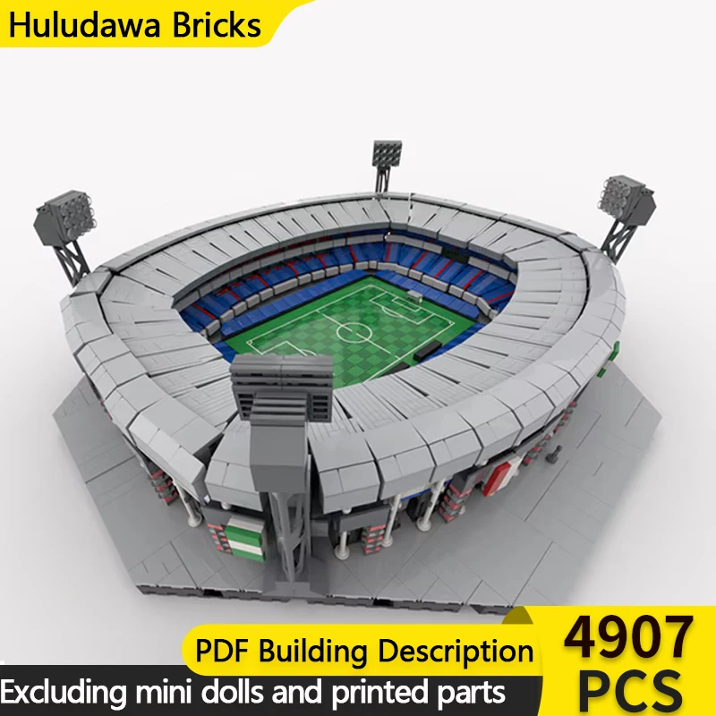 Модель с видом на улицу MOC строительные кирпичи спортивный стадион футбольное