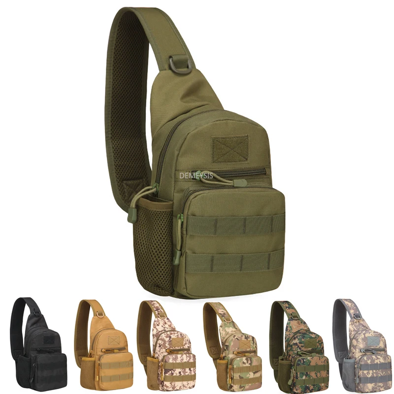 

Tactical Shoulder Backpack Military Men's Crossbody Chest Bag Hiking Molle Sling Protable Bag With Bottle Mesh Holder