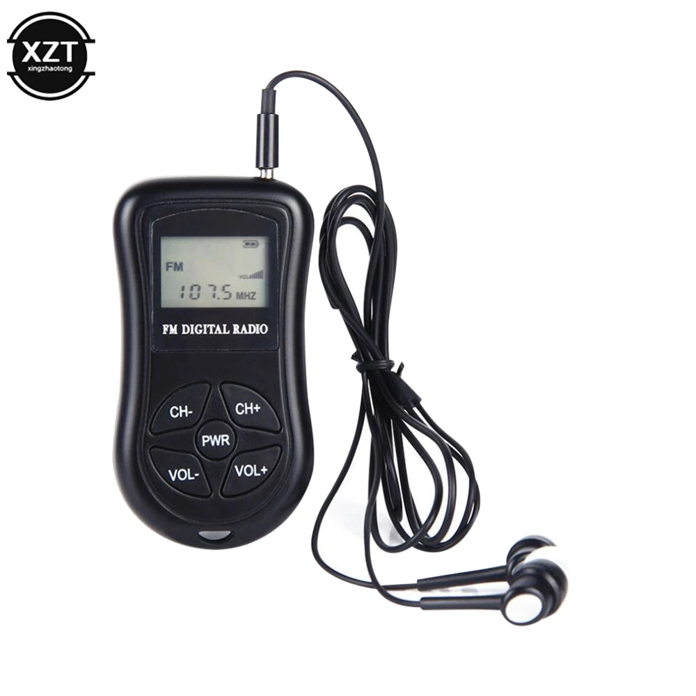 

Mini DSP Digital Display FM Stereo Radio Conference Receiver With Wired Earphone 60-108MHz Receiving Frequency Battery Powered