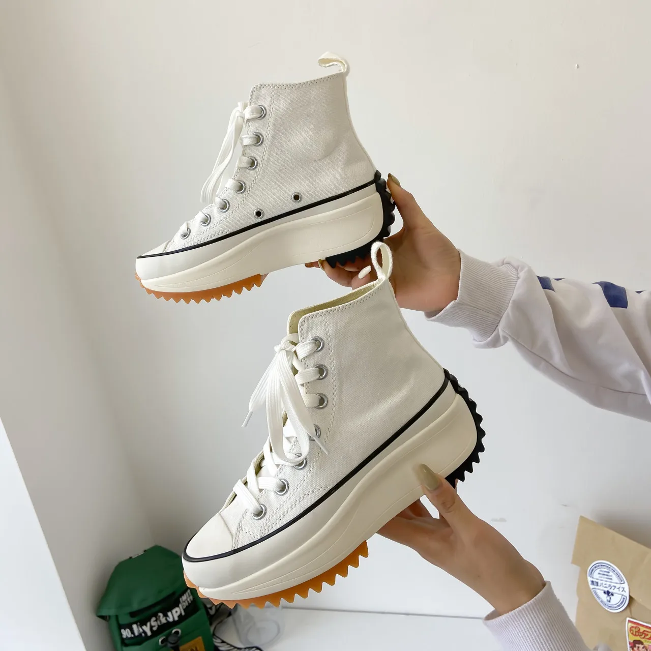 Canvas Shoes Women's Sneakers Women's High-top Sneakers Women's Autumn Women's Shoes Breathable Girls White Black Sneakers