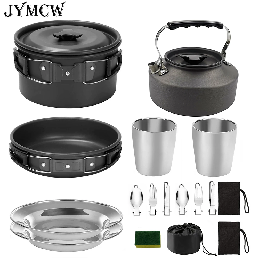 

Camping Cookware Set Outdoor Pot Tableware Kit Cooking Water Kettle Pan Travel Cutlery Utensils Hiking Picnic Equipment