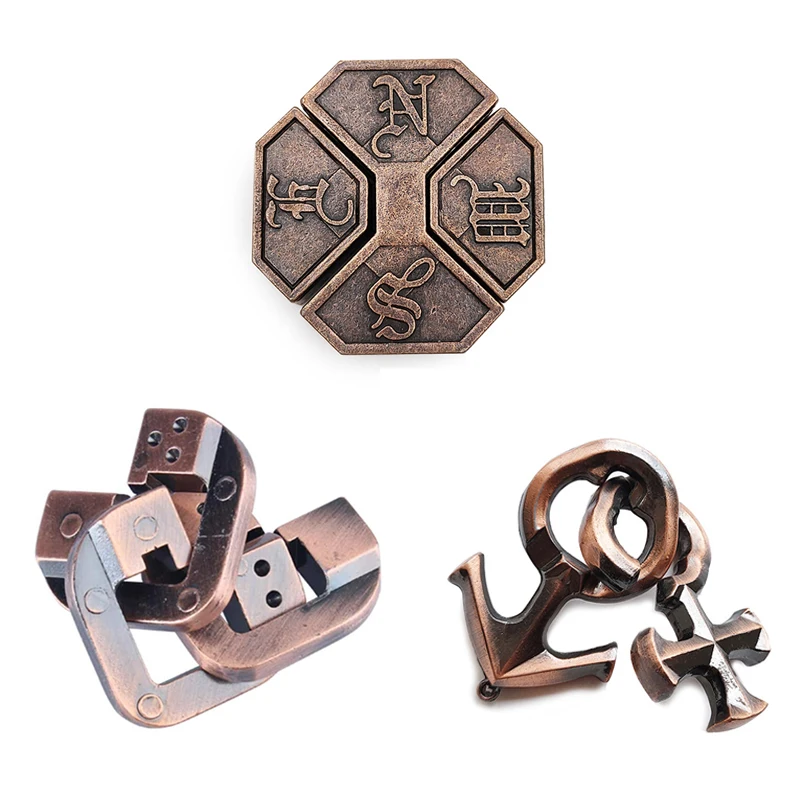 Металлический Набор Головоломок С Лабиринтом Из 3-х Разблокированных Игрушек IQ