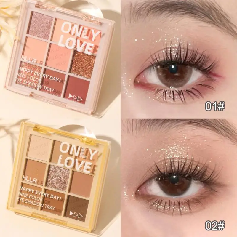 

9 Colors Glitter Eyeshadow Palette Pearlescent Matte Earth Color Acrylic Eye Shadows Palette Waterproof Korean Makeup Cosmetics