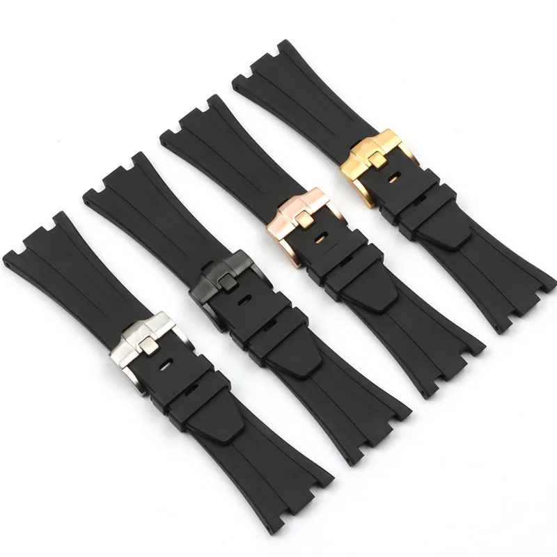 

Top Quality 28mm Fluorine Rubber Watch Strap Nature Watch Band Black Belt for Audemars Piguet ROYAL OAK OFFSHORE watch strap