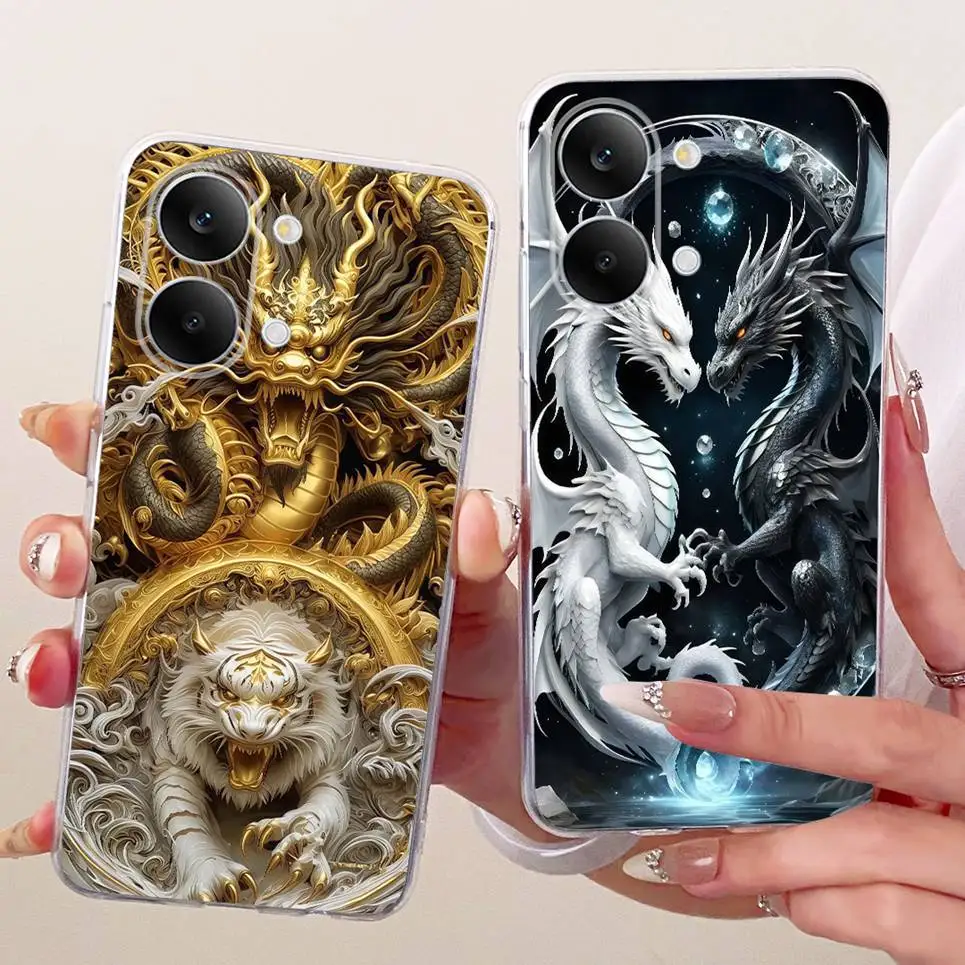 Чехол для телефона Xiaomi Redmi Turbo 5 Max Poco X8 Pro Max PocoX8, милый чехол с рисунком кота и дракона, задняя крышка, мягкий силиконовый чехол (art.: 3920d8efea908) - 3920d8efea908