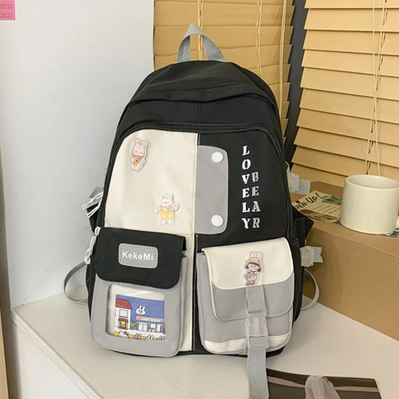 

Teen Middle School Bags for Girls Backpack Women High Student SchoolBag Casual Campus Nylon Large Bookbag Korean Bagpack