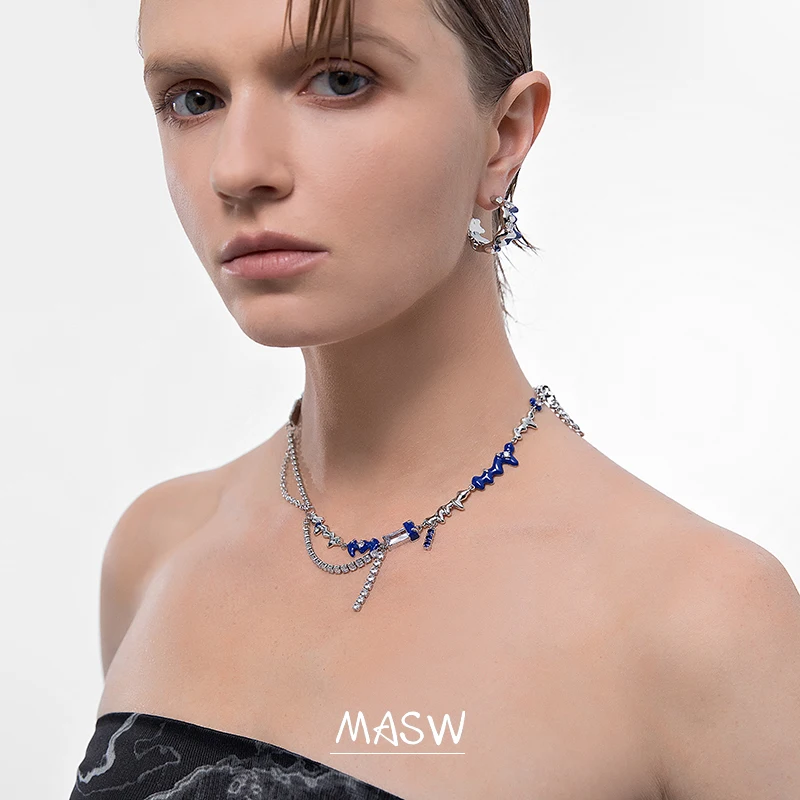 

Ожерелье MASW с пресноводным жемчугом, цепочка с подвеской в виде сердца с серебристым покрытием, ювелирное изделие для женщин, оригинальный ...