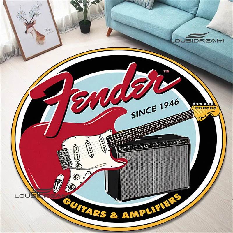 

Fender guitar printed round carpet children play carpet living room bedroom beautiful carpet non-slip doormat birthday gift