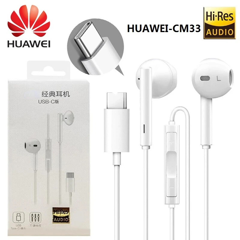 

2022 HUAWEI CM33 Earphone USB Type-C In Ear Hearphone Headset Mic Volume HUAWEI Mate 10 Pro 20 X RS P20 30 Honor 7 8 Retail Box