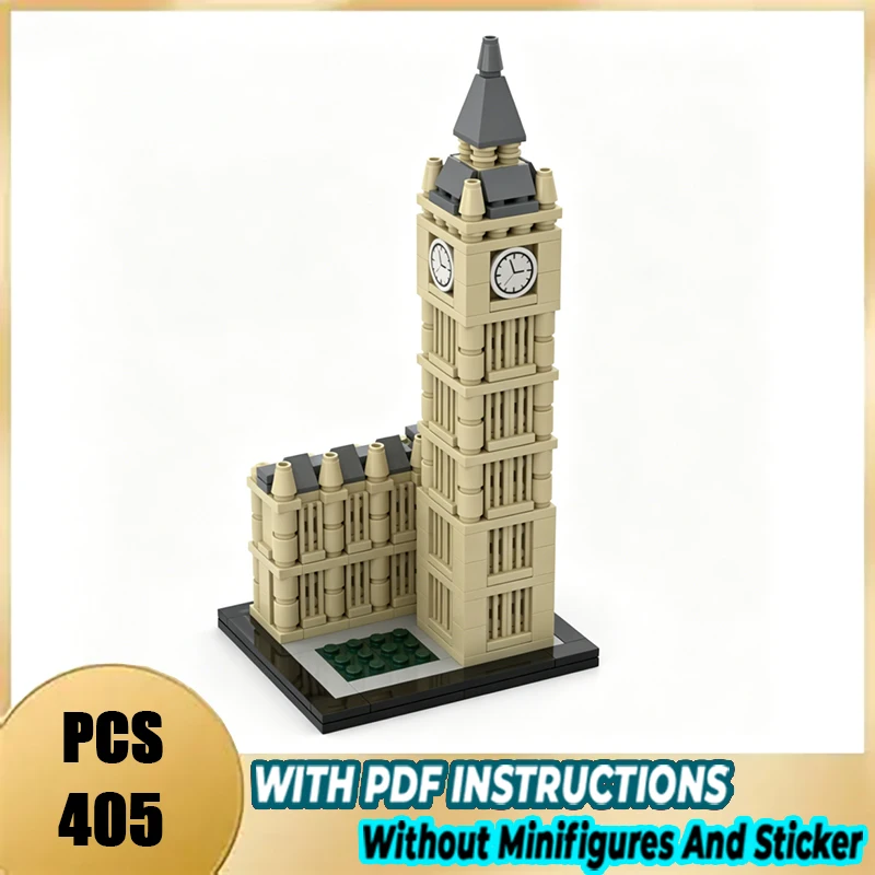 Фото Изысканный новый конструктор MOC в виде Биг Бен, технические модули, модель из кирпичиков, подарок на Рождество, набор для самостоятельной сборки. №1
