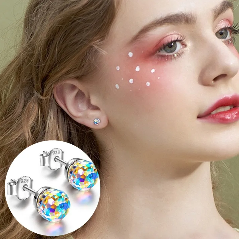 

Colorful Girls 6mm Rhinestones Ball Stud Earring Jewelry Crystal Stud Earrings Simple Women Multicolor Charming Gifts