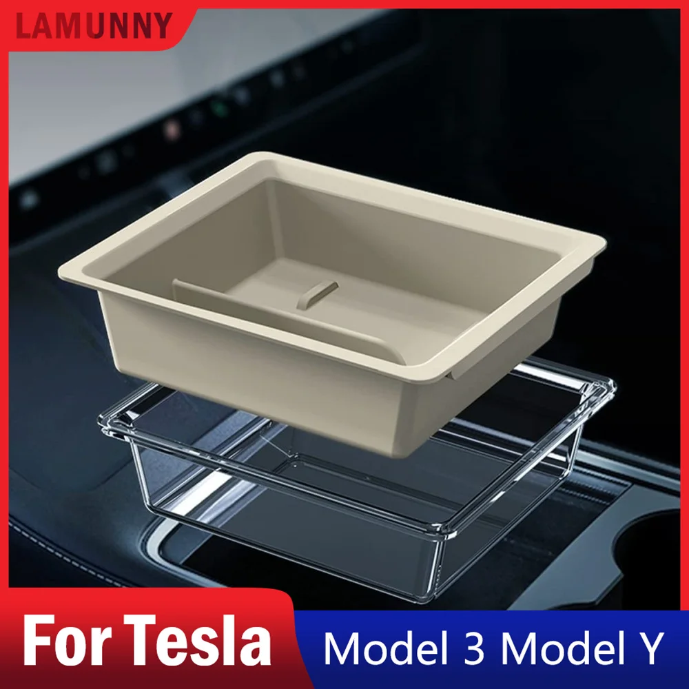 

CAR Center Console Organizer Tray For 2017-2023 Tesla Model Y 3 TPE soft rubber Material Crystal Central control box