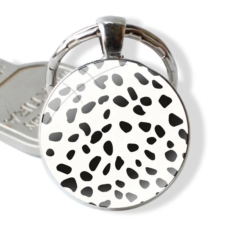 Белый черный символ коровы потрясающий 25 мм стеклянный брелок Cabohcon