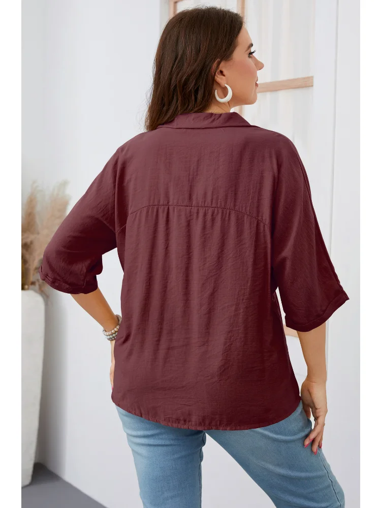 Summer loose fit large size short sleeved shirt Fat girl large size women plus size clothing
