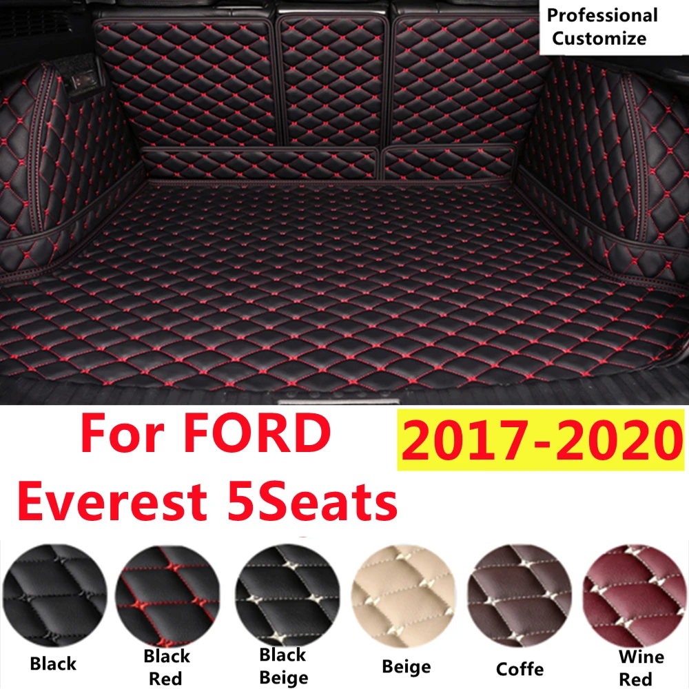 

SJ Full Set Custom Fit For FORD Everest 5Seats XPE Leather Waterproof Car Trunk Mat Tail Boot Tray Liner Cargo Rear Pad Cover
