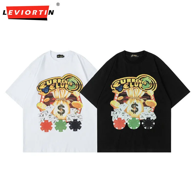 

Летние Ретро футболки с принтом персонажей для мужчин и женщин Y2K с коротким рукавом Свободные повседневные футболки оверсайз с вырезом лод...