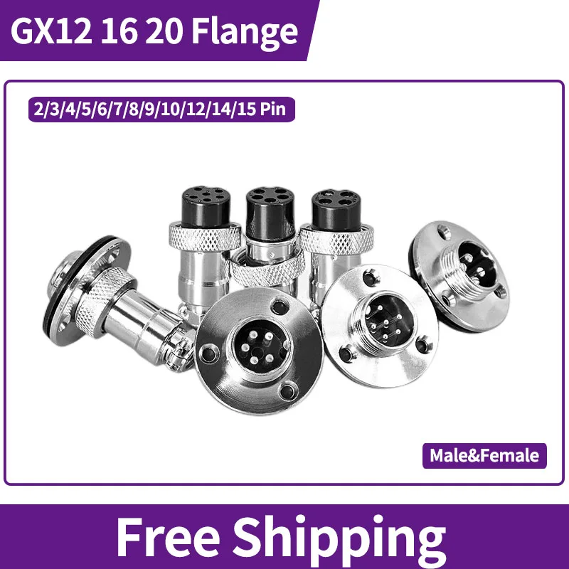 

5/10 Sets GX12 GX16 GX20 Flange Butting Type 2/3/4/5/6/7/8/9/10/12/14/15 Pin Male&Femal Aviation Plug &Socket Connectors Copper