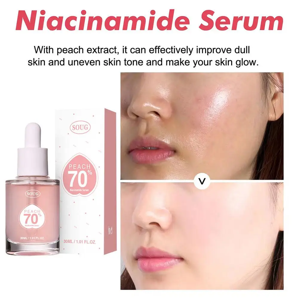 Персик 70% Niacinamide сыворотка 30 мл осветляющая увлажняющая ежедневная лечебная