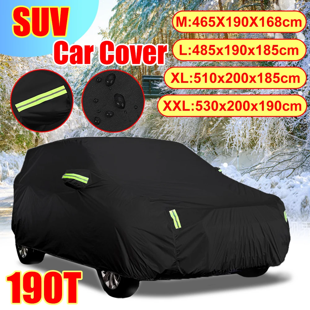 

Universal Full Car Covers Outdoor Waterproof Dustproof Sun Rain Snow Protection UV 190T Polyester Taffeta For SUV Sunshade Cover
