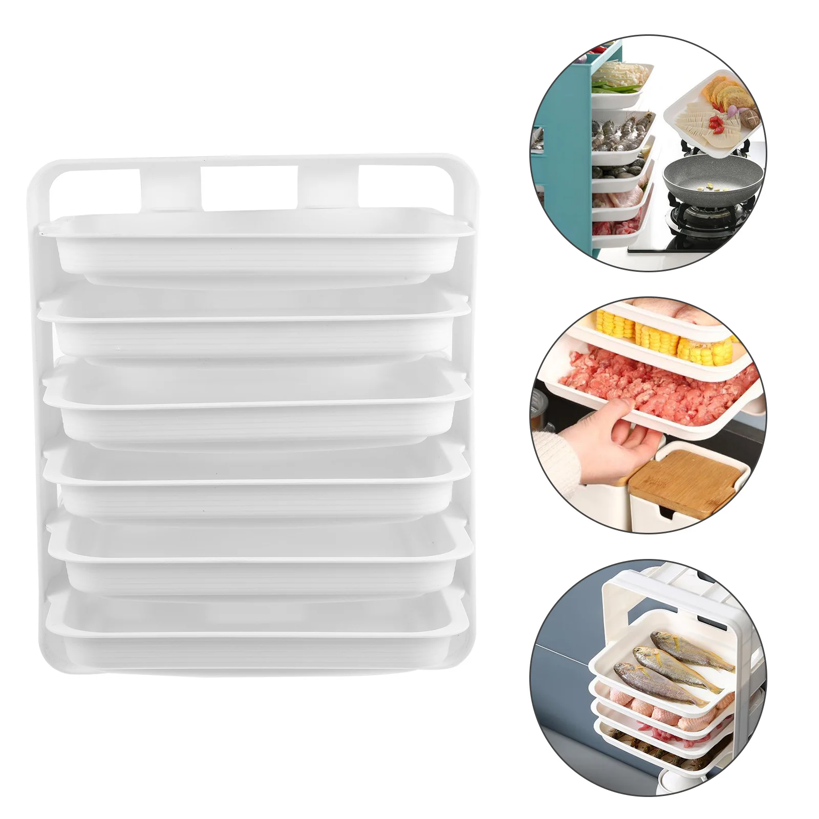 

1pc Stackable Kitchen 6 Layer Storage Rack Side Dishes Tray Storage Tray Side Tray Rack
