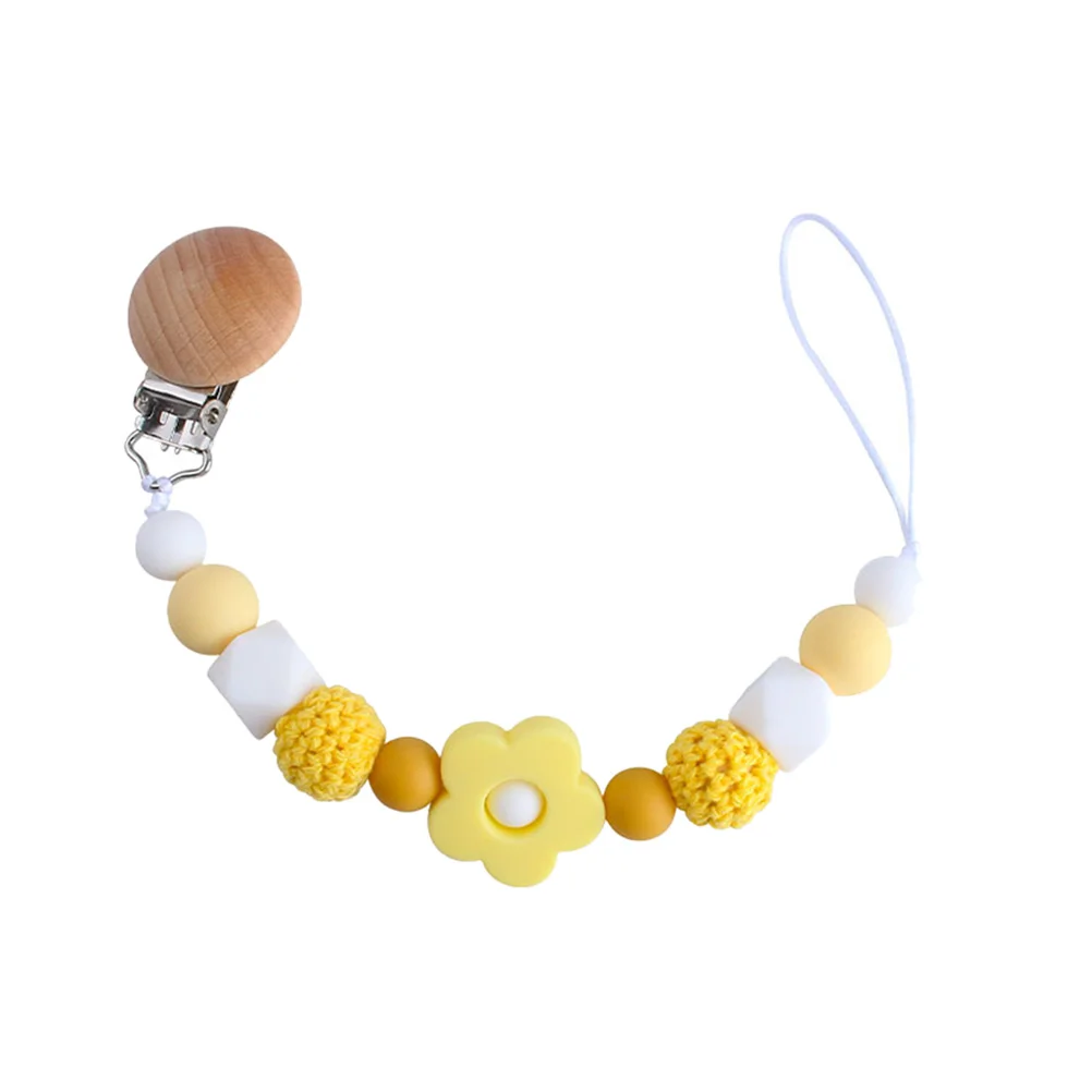 

Teether Pacifier Chain Baby Holder Teething Toy Shower Gift Infant Beech Silicone Clip Accessories