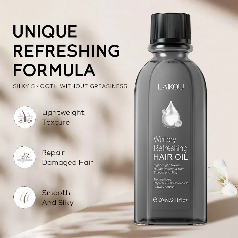 Фото 60 мл LAIKOU водянистое освежающее масло для волос, гладкое и шелковистое марокканское аргановое масло для волос, увлажняющее, питательное, повышающее блеск, ЗАКАЗ для волос №2