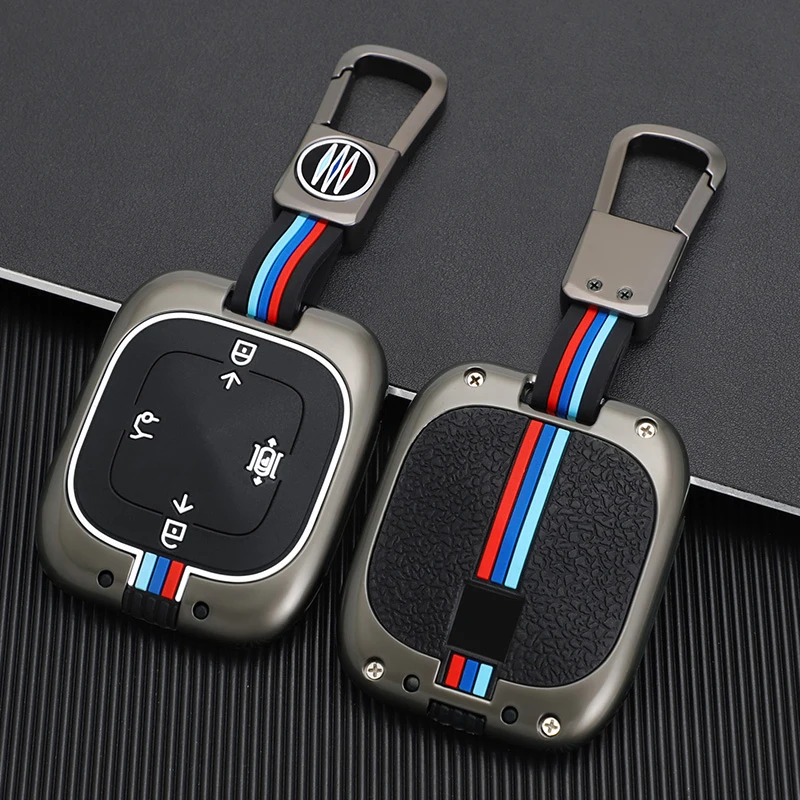 

New High Quality Zinc Alloy Keychain Holder Protector Cover Bag Auto Accessories Car Remote Key Case Cover Shell Fob For Zeekr