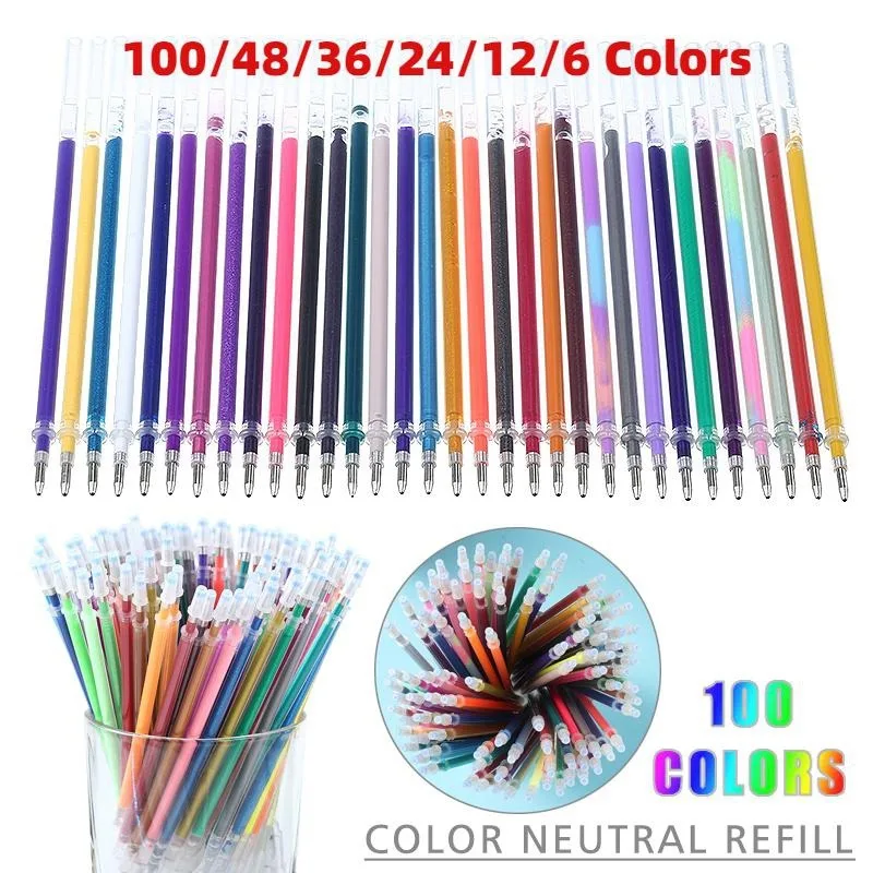 100/48/36/24/12/6 цветов Рисование эскизы 0 6-1 мм Фотоэлементы блестящая цветная ручка