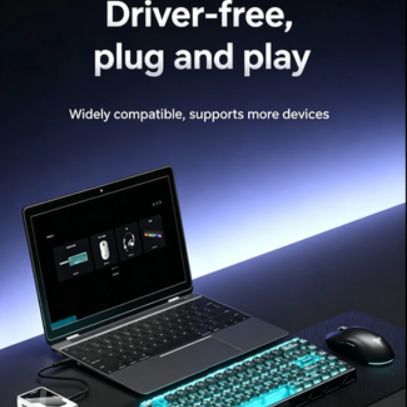 Фото Док-станция 8K Esports HUB TYPE-C: Механическая клавиатура и мышь с низкой задержкой, адаптивным магнитным подключением (1-в-4) №4