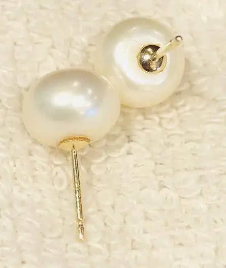 

14k 9-10mm Pearl Pillar Perforated Earrings Pair