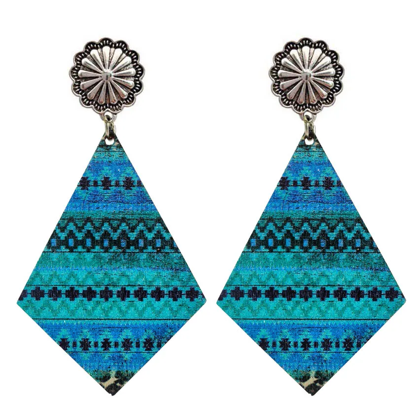 Модные западные деревянные серьги в форме Кончо змей ацтекские для женщин