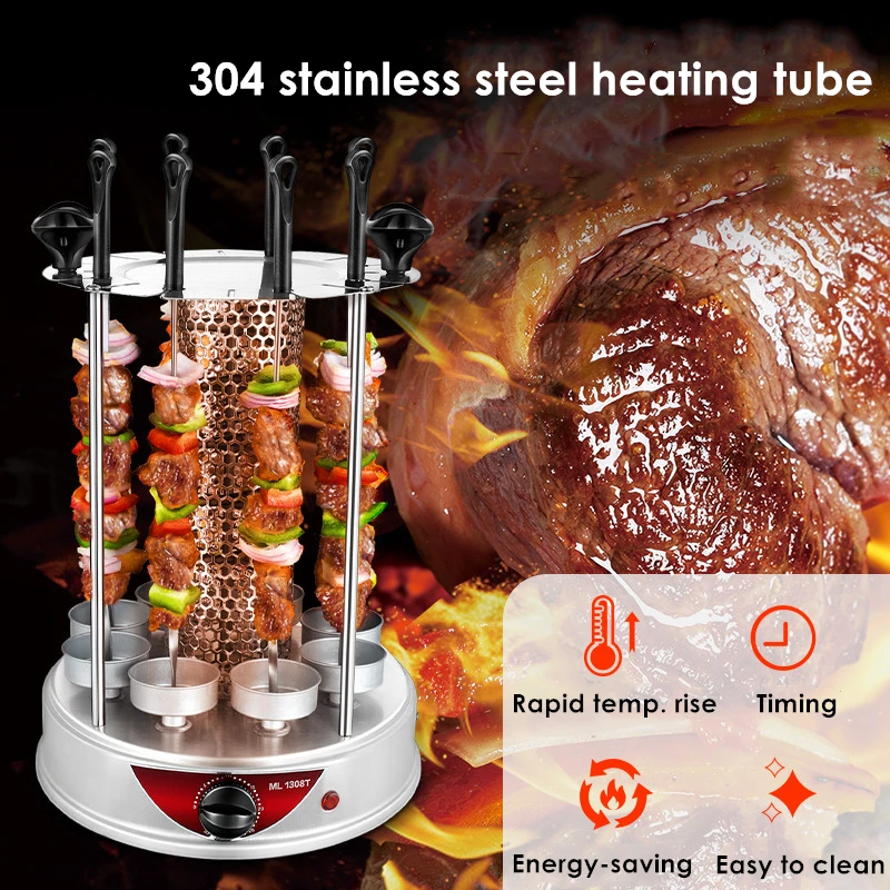 electric grill 6810 sticks automatic revolving vertical grill timing barbecue tools smokeless mutton bbq skewers machine free global shipping