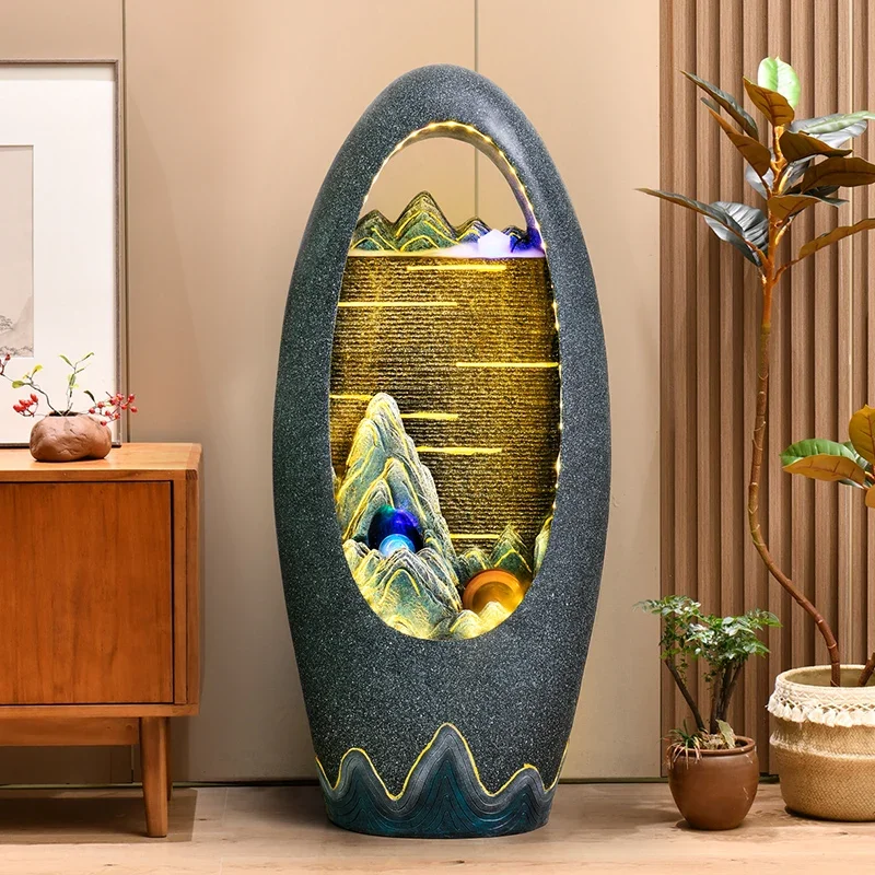 

XK Fortune Flowing Water Ornaments Circulation Fengshui Wheel Living Room Rockery Fountain Ball