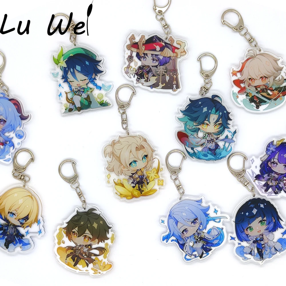 

Anime Keychain Genshin Impact Venti Hutao Zhongli Diluc Xiao Men Car Keychains Accessories Cute Bag Pendant Key Ring Fans Gifts