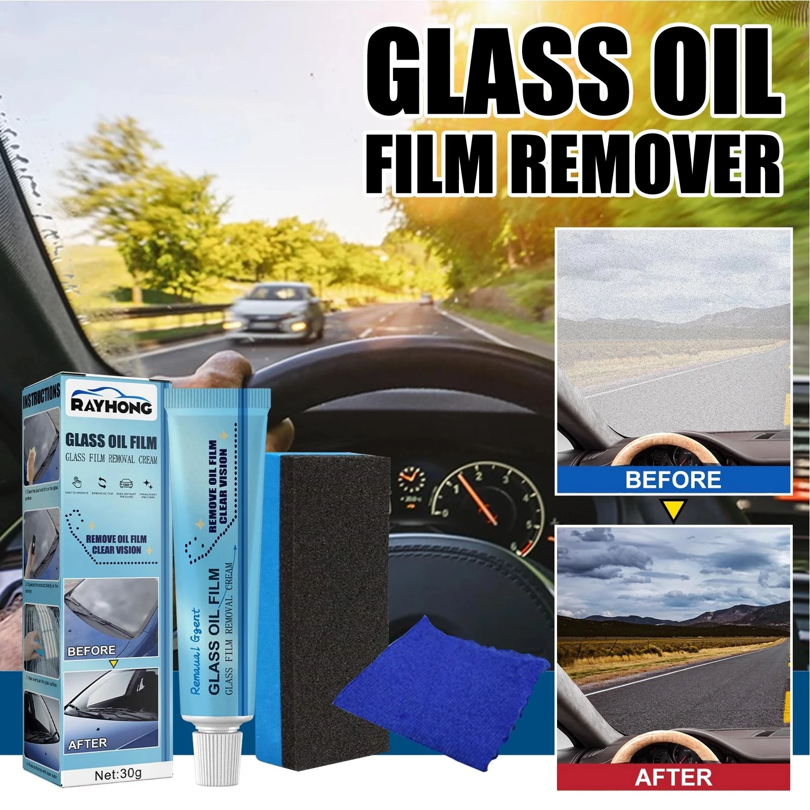 

Glass Oil Film Removing Auto Car Glass Polishing Glass Oil Film Removal Agent Water Spots Cleaning Oil Film Remover For Bathroom