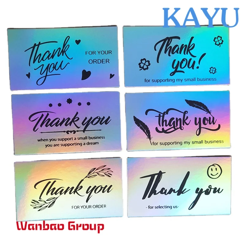 

High Quality Luxury Custom Logo Creative Holographic Thank You Supporting My Small Paper Foil Cards Business