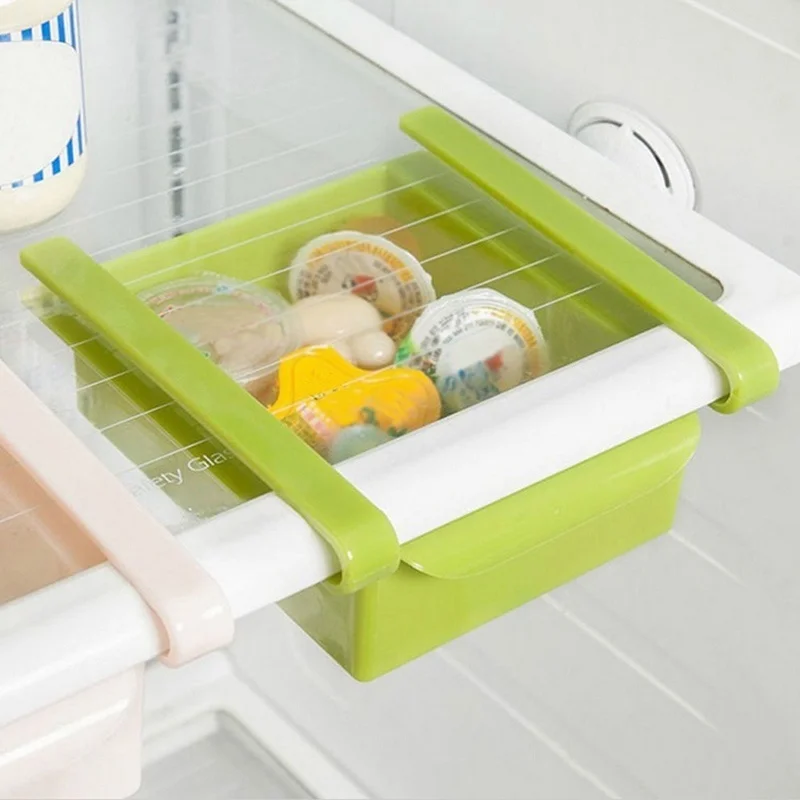 

Kitchen Storage Box Sliding Refrigerator Storage Box Rack Household Refrigerator Freezer Shelf Pull-out Drawer Organization