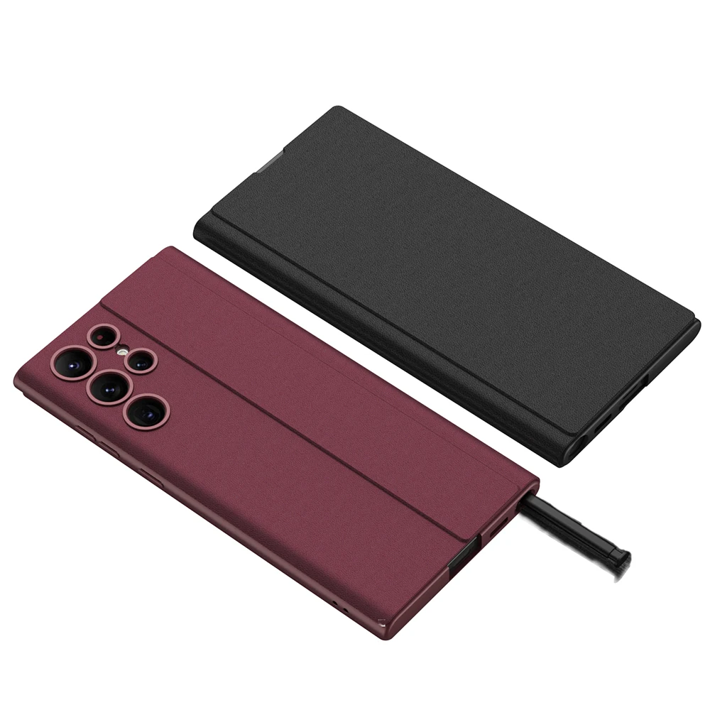 For Samsung Galaxy S23 Ultra Plus Case Luxury Magnetic Folding Bracket Flip Holder Leather Shockprooof Back Cover Accessories