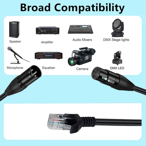 Аудиокабель Canon XLR3 с разъемом «папа» и «мама» на RJ45, подходит для контроллера DMX-CON серии LED RGB