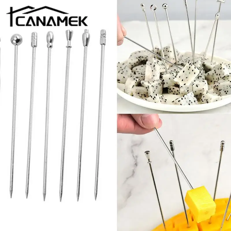 

1Pc Wine Needle Cocktail Picks Stick Stainless Steel Picks Reusable Metal Skewers Fruit Stick Party Wedding Accessory
