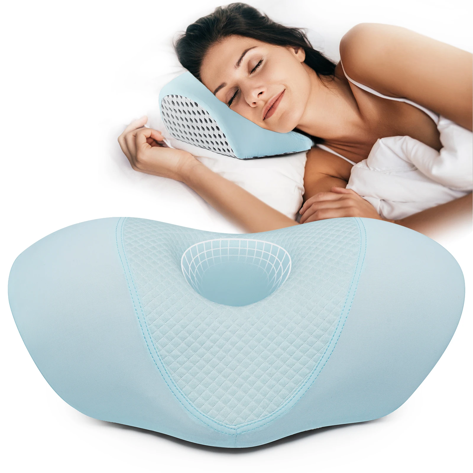 

Подушка для сна на боку с отверстием для уха